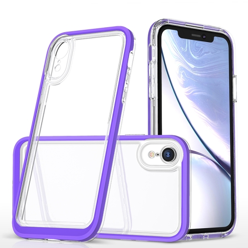 

Bright Series Clear Acrylic + PC+TPU Shockproof Case For iPhone XR(Purple)