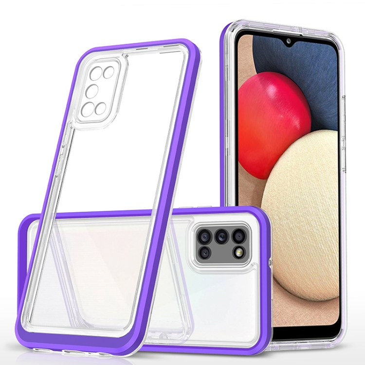 

For Samsung Galaxy A02s 166mm Bright Series Clear Acrylic + PC+TPU Shockproof Case(Purple)