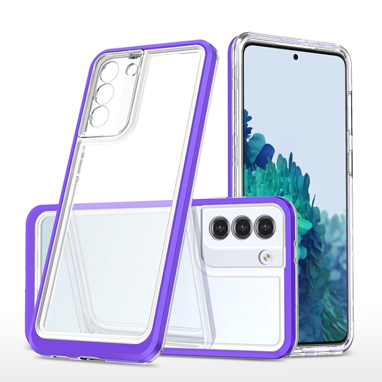 

For Samsung Galaxy S21 5G Bright Series Clear Acrylic + PC+TPU Shockproof Case(Purple)