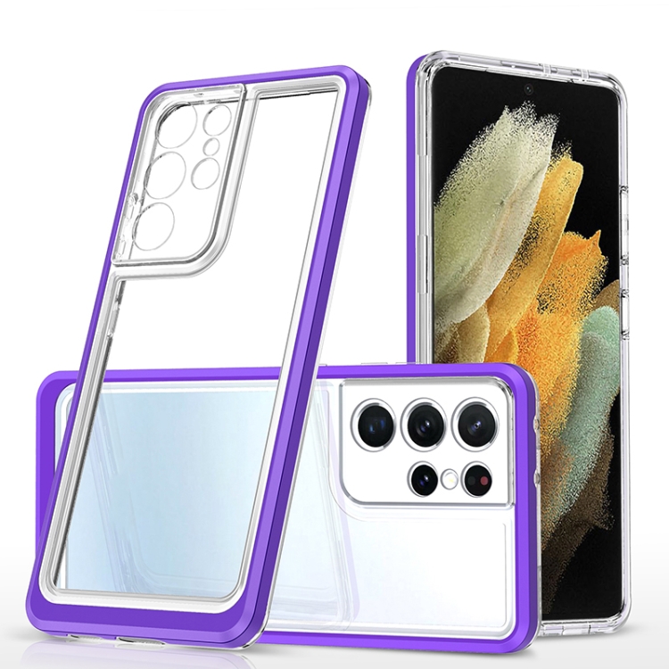 

For Samsung Galaxy S21 Ultra 5G Bright Series Clear Acrylic + PC+TPU Shockproof Case(Purple)