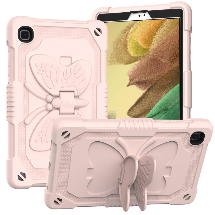 

Pure Color PC + Silicone Anti-drop Protective Case with Butterfly Shape Holder & Pen Slot For Samsung Galaxy Tab A7 Lite 8.7 SM-T220 / SM-T225(Rose Pink)