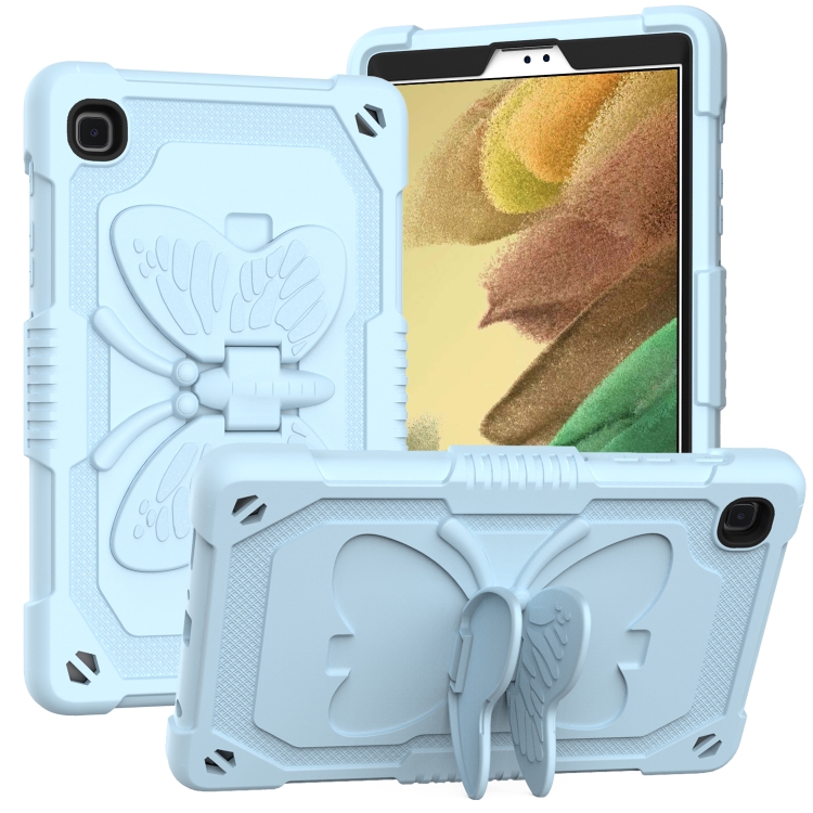 

Pure Color PC + Silicone Anti-drop Protective Case with Butterfly Shape Holder & Pen Slot For Samsung Galaxy Tab A7 Lite 8.7 SM-T220 / SM-T225(Ice Crystal Blue)
