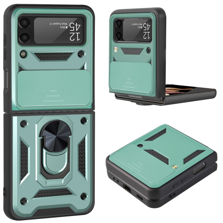 

For Samsung Galaxy Z Flip3 5G Sliding Camera Cover Design TPU+PC Protective Case(Green)