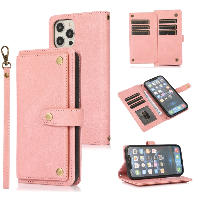

PU + TPU Horizontal Flip Leather Case with Holder & Card Slot & Wallet & Lanyard For iPhone 12 Pro Max(Pink)