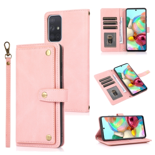 

For Samsung Galaxy A71 4G PU + TPU Horizontal Flip Leather Case with Holder & Card Slot & Wallet & Lanyard(Pink)