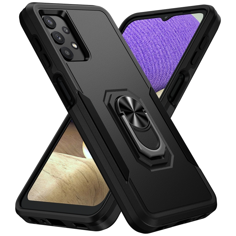 

For Samsung Galay A32 4G Pioneer Armor Heavy Duty PC + TPU Shockproof Case with Holder(Black)
