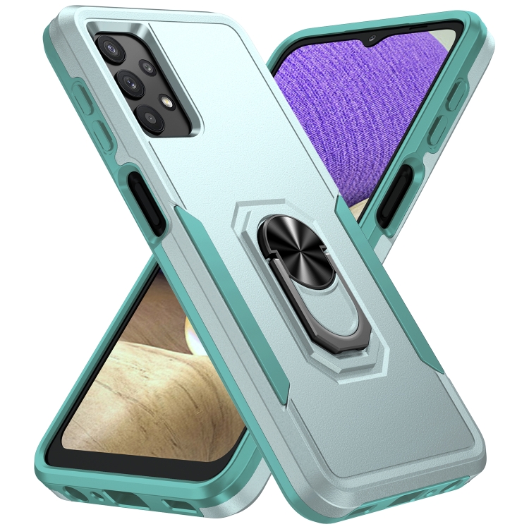 

For Samsung Galay A32 4G Pioneer Armor Heavy Duty PC + TPU Shockproof Case with Holder(Green)