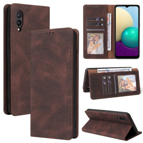 

For Samsung Galaxy A02 Simple Suction Closure Horizontal Flip Leather Case with Holder & Card Slot & Wallet(Brown)