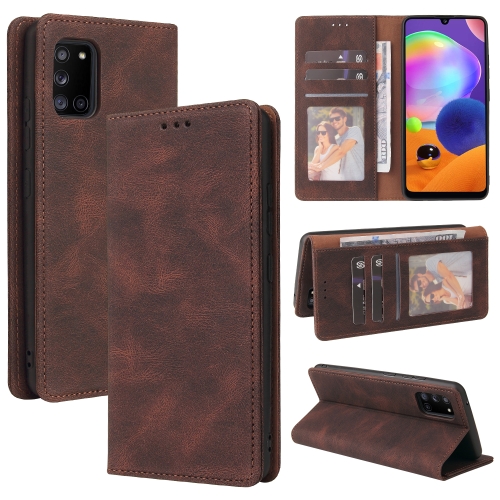 

For Samsung Galaxy A31 Simple Suction Closure Horizontal Flip Leather Case with Holder & Card Slot & Wallet(Brown)