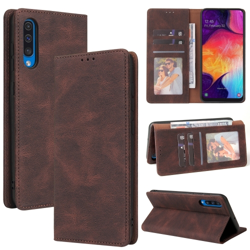 

For Samsung Galaxy A50 Simple Suction Closure Horizontal Flip Leather Case with Holder & Card Slot & Wallet(Brown)