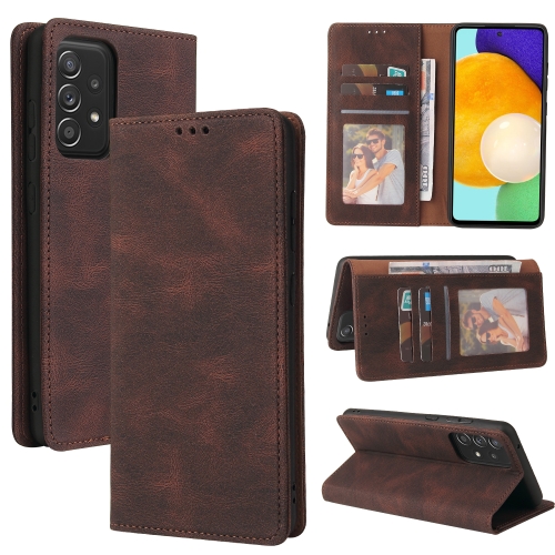 

For Samsung Galaxy A52 5G / 4G Simple Suction Closure Horizontal Flip Leather Case with Holder & Card Slot & Wallet(Brown)