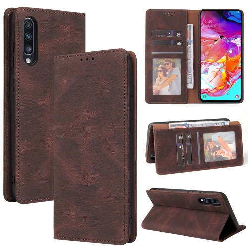 

For Samsung Galaxy A70 Simple Suction Closure Horizontal Flip Leather Case with Holder & Card Slot & Wallet(Brown)