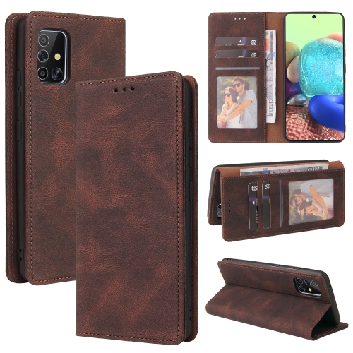 

For Samsung Galaxy A71 Simple Suction Closure Horizontal Flip Leather Case with Holder & Card Slot & Wallet(Brown)