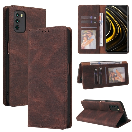 

For Xiaomi Redmi Note 10 Simple Suction Closure Horizontal Flip Leather Case with Holder & Card Slot & Wallet(Brown)