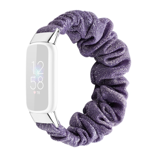 

For Fitbit Luxe Special Edition Hair Ring Cloth Elastic Force Replacement Watchband, Size:S(Purple Gold)