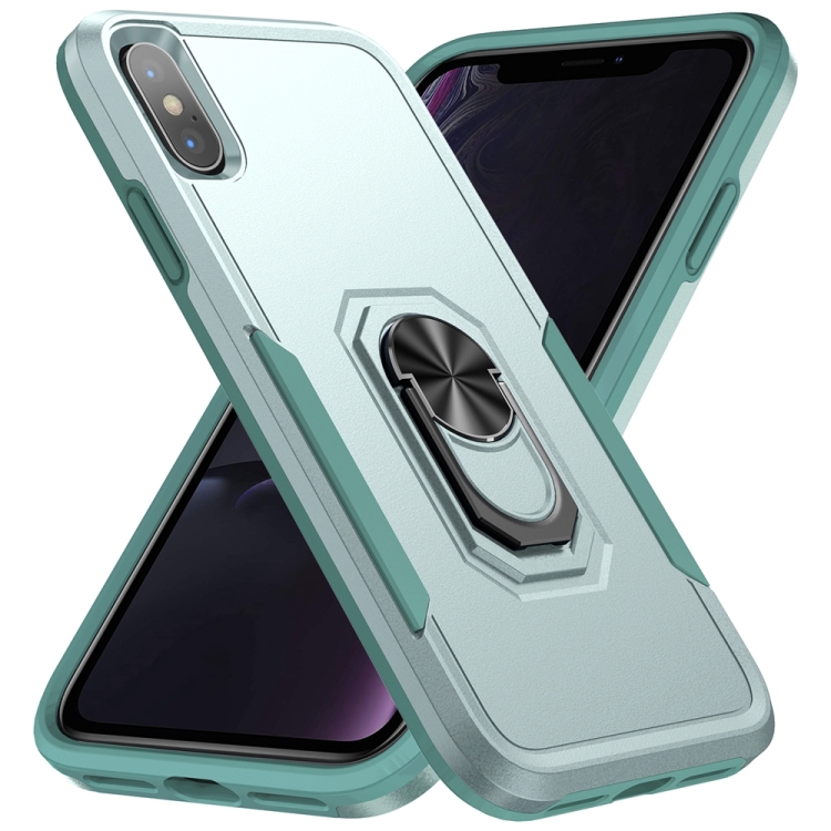 

Ring Kickstand Heavy Duty Shockproof Phone Case For iPhone X / XS(Green)