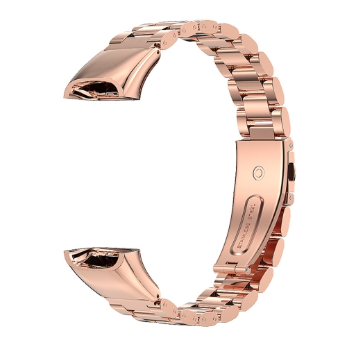For Huawei Band 4 / Honor Band 5i MIJOBS Three Strains Stainless Steel Replacement Strap Watchband(Rose Gold)
