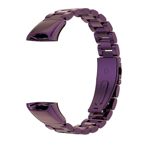 For Huawei Band 4 / Honor Band 5i MIJOBS Three Strains Stainless Steel Replacement Strap Watchband(Purple)