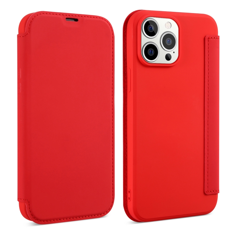 

Skin Feel Horizontal Flip PU Leather Case with Holder & Card Slot For iPhone 13(Red)