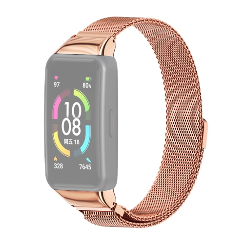 

For Huawei Band 6 / Honor Band 6 MIJOBS Milan Stainless Steel Magnetic Replacement Strap Watchband(Rose Gold)