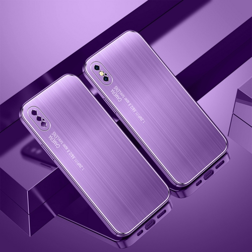 

Cool Sharp Series Aluminum Plate Brushed Lens All-inclusive Protective Case For iPhone XS / X(Roland Purple)