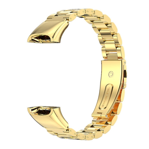 

For Huawei Band 6 / Honor Band 6 MIJOBS Three Strains Stainless Steel Metal Buckle Replacement Strap Watchband(Gold)