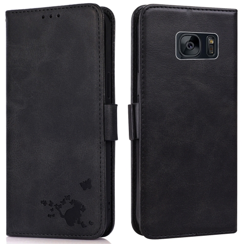 

For Samsung Galaxy S7 Embossed Cat Butterflies Pattern Horizontal Flip Leather Case with Card Slot & Holder & Wallet(Black)