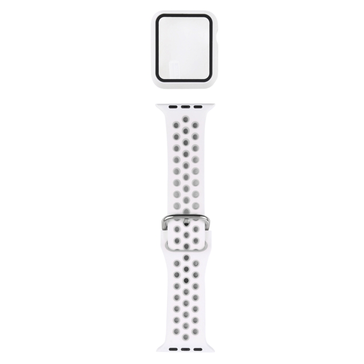

Silicone Watch Band + Protective Case with Screen Protector Set For Apple Watch Series 3 & 2 & 1 42mm(White)