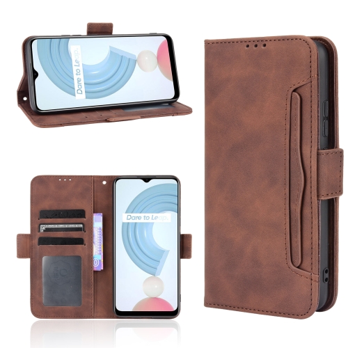 

For OPPO Realme C21Y Skin Feel Calf Pattern Horizontal Flip Leather Case with Holder & Card Slots & Photo Frame(Brown)