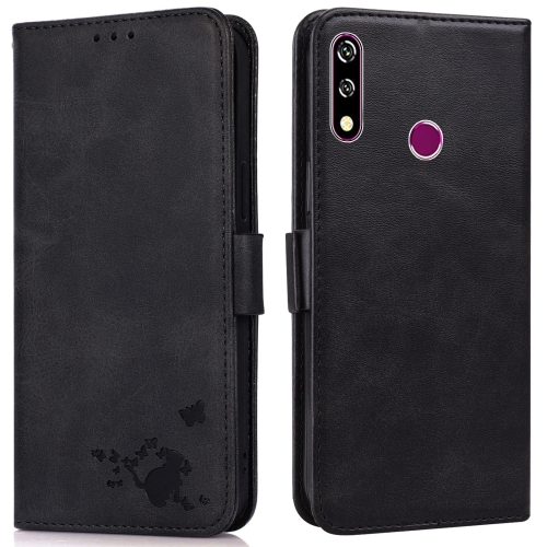 

For Samsung Galaxy A20s Embossed Cat Butterflies Pattern Horizontal Flip Leather Case with Card Slot & Holder & Wallet(Black)
