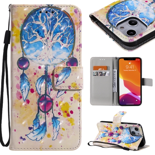 

3D Painted Pattern Horizontal Flip Leather Case with Holder & Card Slots & Wallet For iPhone 13 Mini(Wind Chimes)