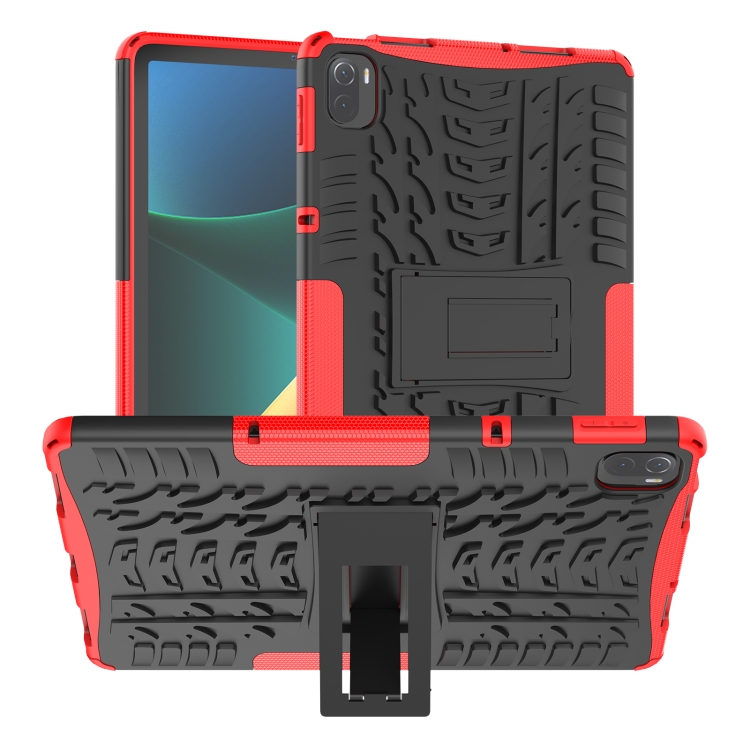 

Tire Texture TPU + PC Shockproof Case with Holder For Xiaomi Pad 5 / 5 Pro(Red)