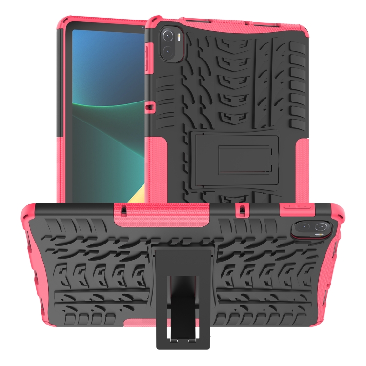 

Tire Texture TPU + PC Shockproof Case with Holder For Xiaomi Pad 5 / 5 Pro(Pink)