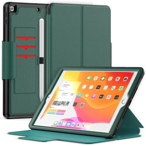 

Litchi Texture Horizontal Flip PU Leather Case with Holder & Card Slots & Sleep / Wake-up Function & Pen Slot For iPad 10.2 2021 / 2020 / 2019(Green)