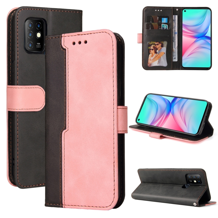 

For Infinix Hot 10 Business Stitching-Color Horizontal Flip PU Leather Case with Holder & Card Slots & Photo Frame(Pink)