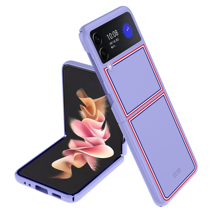 

For Samsung Galaxy Z Flip3 5G Shock-resistant Skin Feel Matte Protective Case(Checkered Purple)