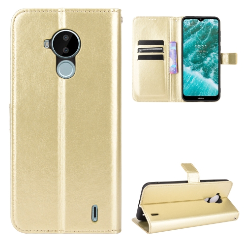 

For Nokia C30 Crazy Horse Texture Horizontal Flip Leather Case with Holder & Card Slots & Lanyard(Gold)