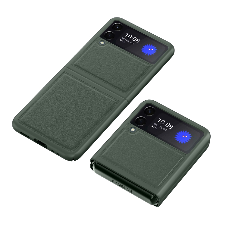 

For Samsung Galaxy Z Flip3 5G Shock-resistant Plain Leather All-inclusive Protective Case(Green)