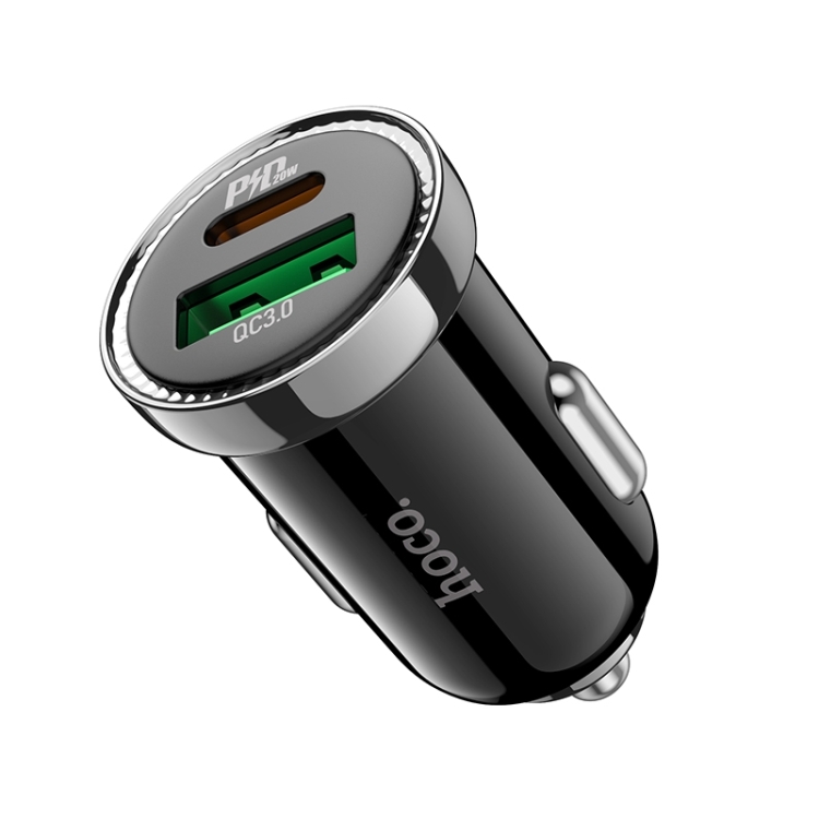 

hoco Z44 Leading PD 20W USB-C / Type-C + QC 3.0 USB Car Charger(Black)