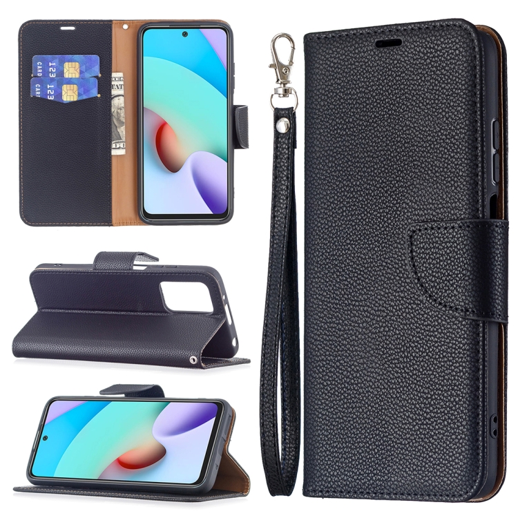 

For Xiaomi Redmi 10 Litchi Texture Pure Color Horizontal Flip PU Leather Case with Holder & Card Slots & Wallet & Lanyard(Black)