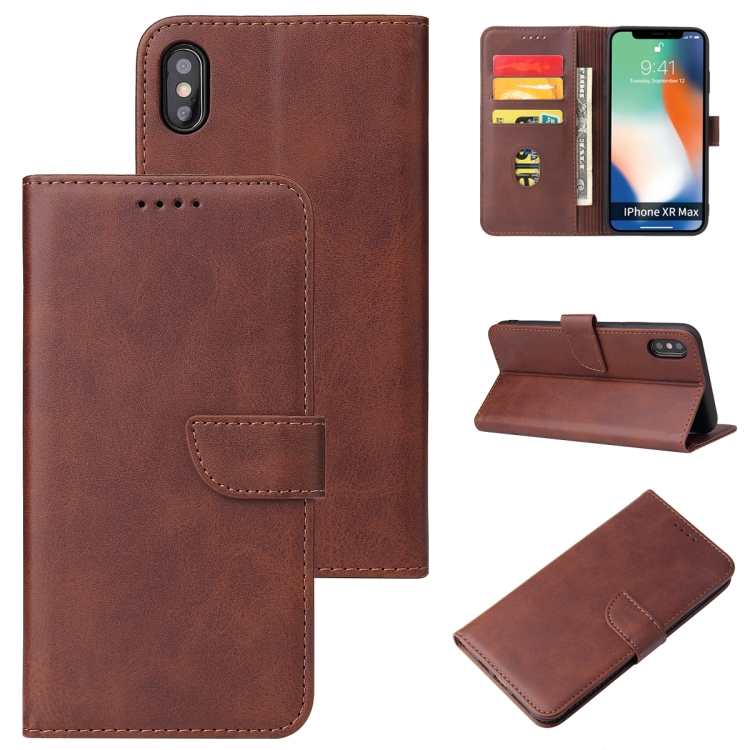 

For iPhone X / XS Calf Texture Buckle Horizontal Flip Leather Case with Holder & Card Slots & Wallet(Brown)
