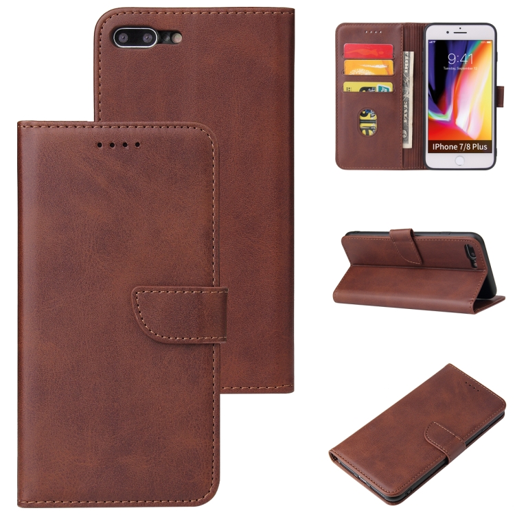 

Calf Texture Buckle Horizontal Flip Leather Case with Holder & Card Slots & Wallet For iPhone 8 Plus & 7 Plus(Brown)