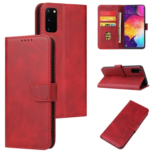 

For Samsung Galaxy S20 Calf Texture Buckle Horizontal Flip Leather Case with Holder & Card Slots & Wallet(Red)