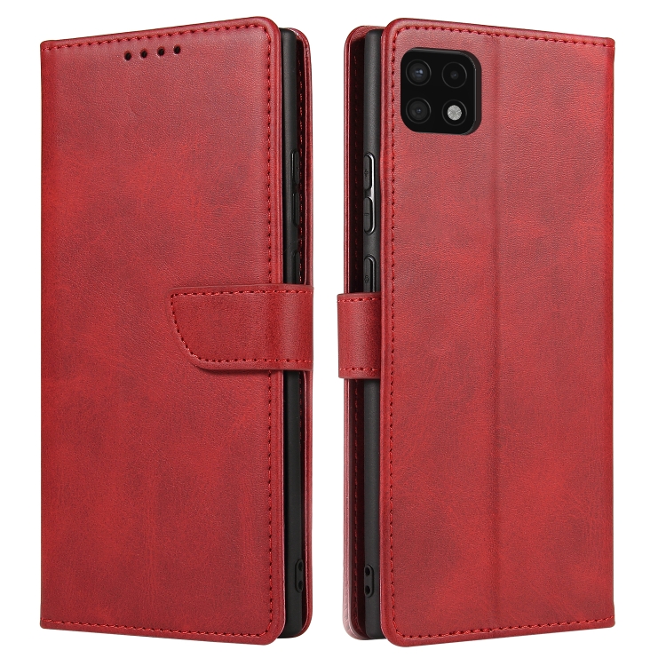 

For Samsung Galaxy A22 5G Calf Texture Buckle Horizontal Flip Leather Case with Holder & Card Slots & Wallet(Red)