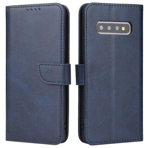 

For Samsung Galaxy S10 Calf Texture Buckle Horizontal Flip Leather Case with Holder & Card Slots & Wallet(Blue)