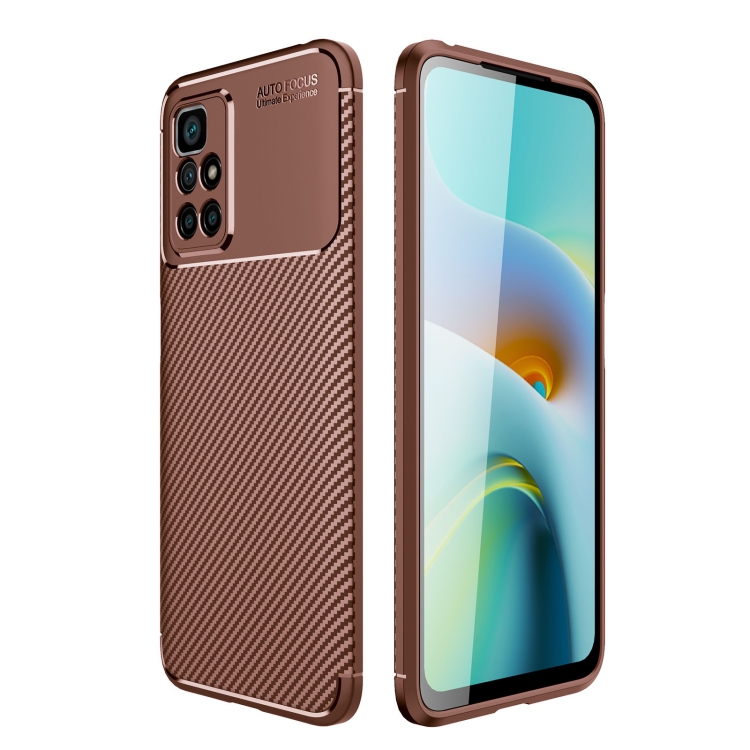 

For Xiaomi Redmi 10 Carbon Fiber Texture Shockproof TPU Case(Brown)