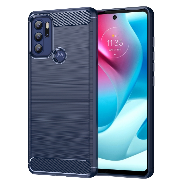 

For Motorola Moto G60S Brushed Texture Carbon Fiber TPU Case(Navy Blue)