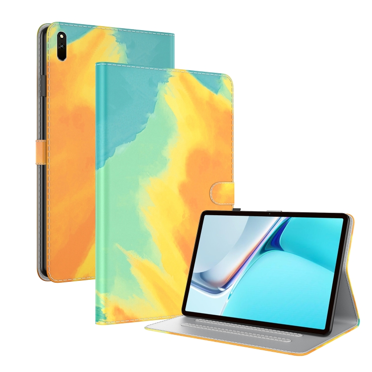 

For Huawei MatePad 11 (2021) Voltage Watercolor Pattern Skin Feel Magnetic Horizontal Flip PU Leather Case with Holder(Yellow)