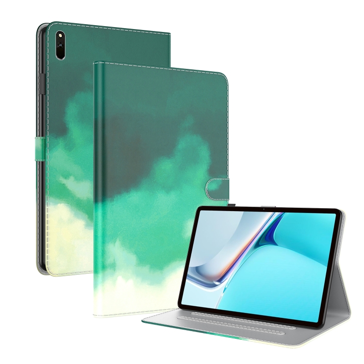 

For Huawei MatePad 11 (2021) Voltage Watercolor Pattern Skin Feel Magnetic Horizontal Flip PU Leather Case with Holder(Green)