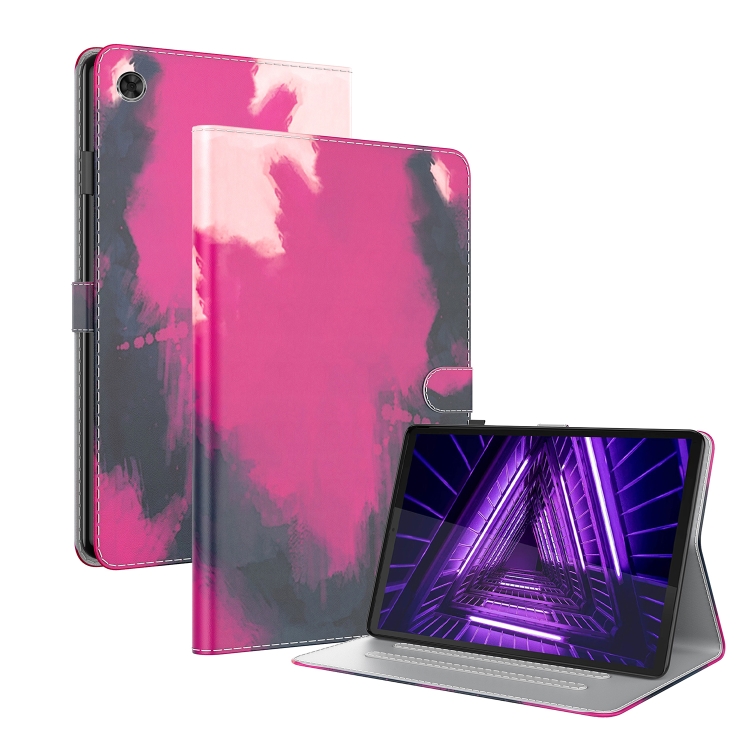 

For Lenovo M10 Plus 10.3 TB-X606F TB-X606X Voltage Watercolor Pattern Skin Feel Magnetic Horizontal Flip PU Leather Case with Holder(Berry)